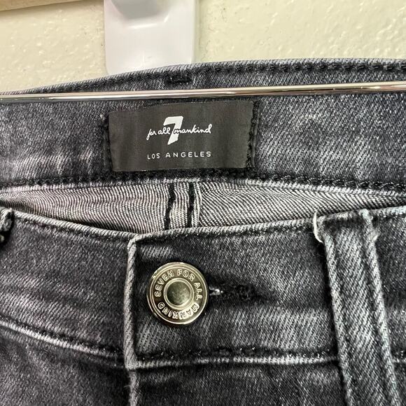 7 For All Mankind Dojo Jeans Women's Size 26 Black Wash Denim Flare Stretch - Picture 3 of 12